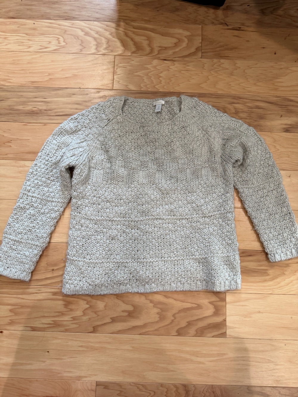 Chico’s Wool Blend Chunky Knit Sweater Oatmeal Size 2